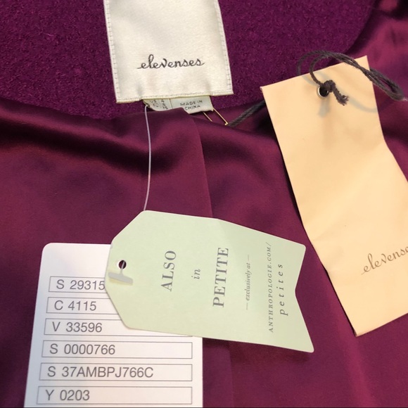 NEW Anthropologie Elevenses Raspberry Wool Jacket - Picture 5 of 8